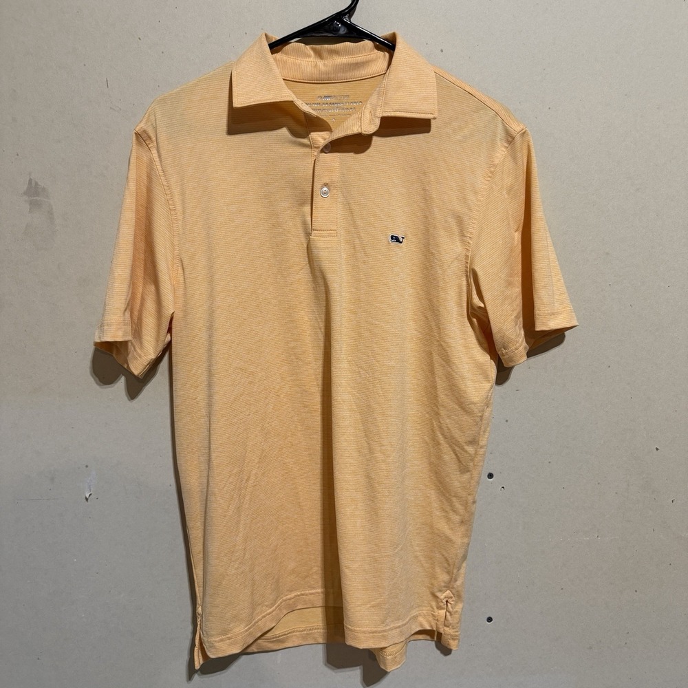 Vineyard Vines Orange Peach Micro Stripe Sankaty Golf Polo Shirt Men's Small